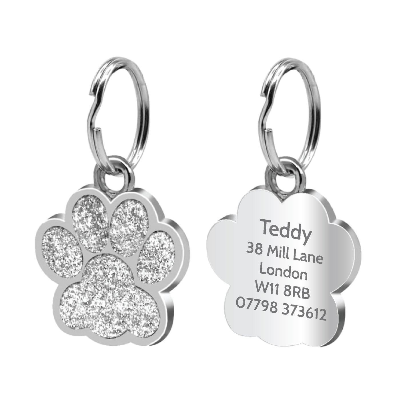 Personalised Engraved Pet Tag - Glitter Paw