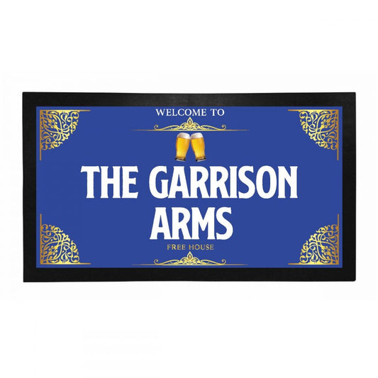 Personalised Bar Mat - Blue Arms (G_CRN)