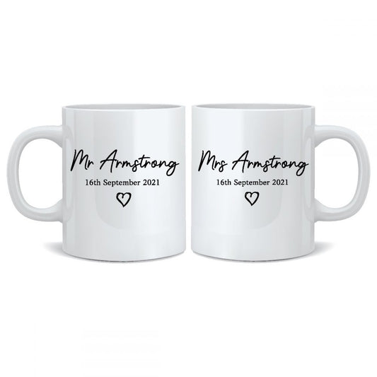 Personalised Wedding Mr & Mrs Mugs - BLK_Heart