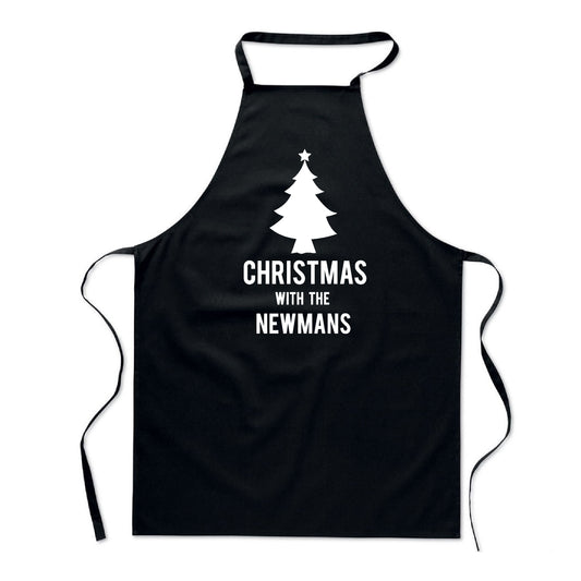 Personalised Black Christmas Name Apron - Christmas Tree