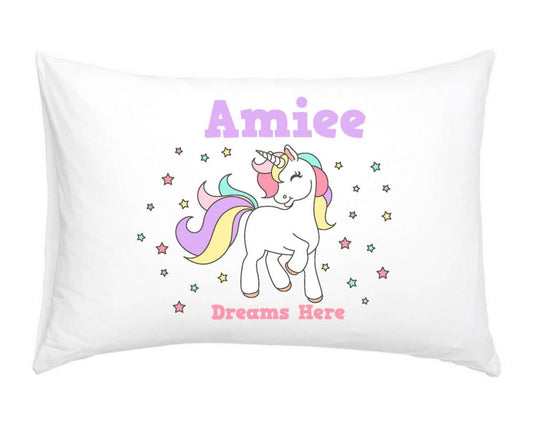 Unicorn Colour Stars - Personalised Pillow Case
