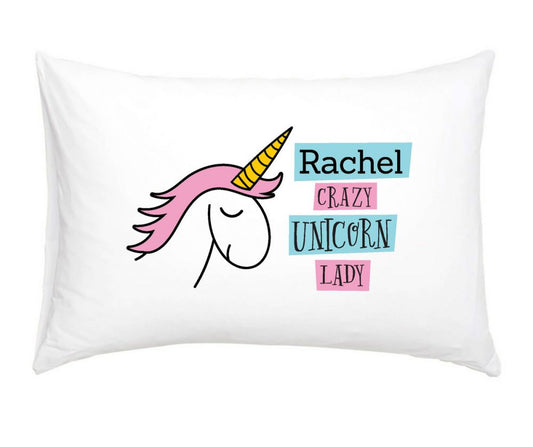 Crazy Unicorn Lady - Personalised Pillow Case