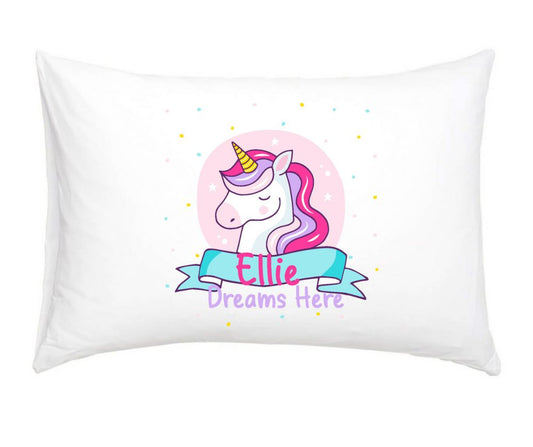 Cute Dots - Unicorn Personalised Pillow Case