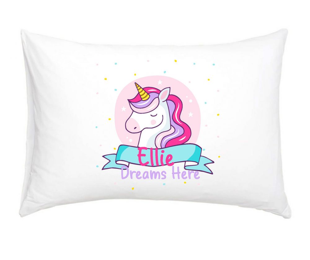 Cute Dots - Unicorn Personalised Pillow Case