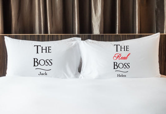 Personalised Mr & Mrs Pillowcase - The Boss