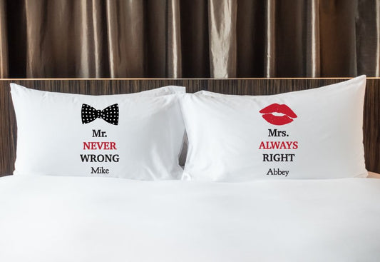 Personalised Mr & Mrs Pillowcase - Never / Always