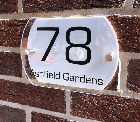 Personalised Acrylic Curve Shaped Door Number Sign