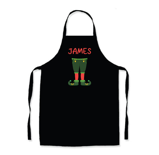 Personalised Black Christmas Name Apron - Elf