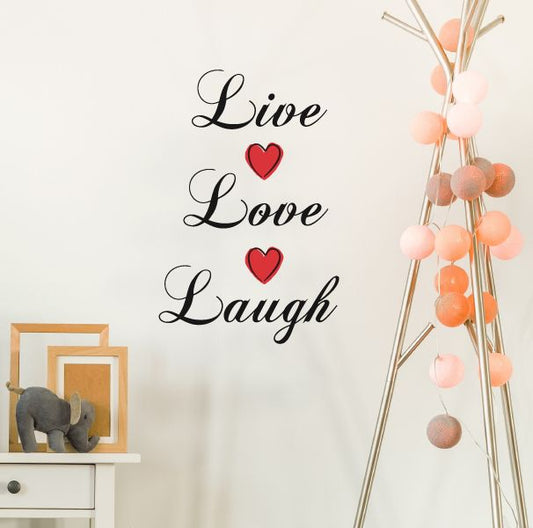 "Live, Love, Laugh" (Heart_3l) Wall Quote Sticker