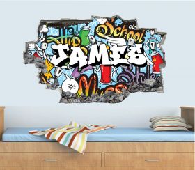 Personalised 3D Graffiti Brick Name Wall Sticker - GTW_1755