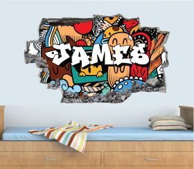 Personalised 3D Graffiti Brick Name Wall Sticker - GTW_3899