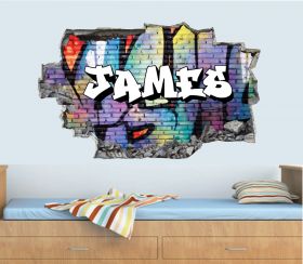 Personalised 3D Graffiti Brick Name Wall Sticker - GTW_8938