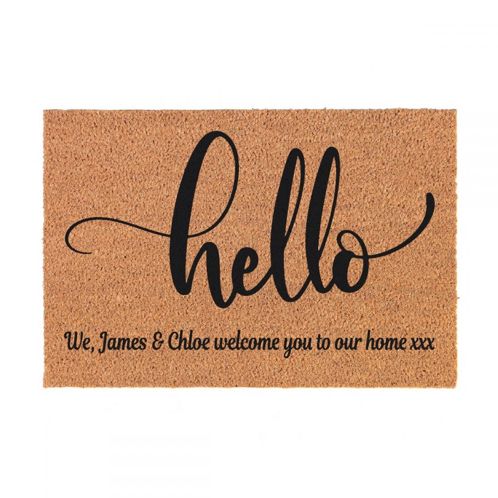 Personalised Coir Door Mat - Hello