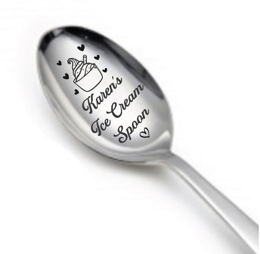 Personalised Stainless Steel Teaspoon - Name Ice Cream