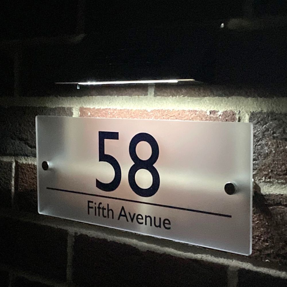 Personalised Premium Rectangular Frosted Effect Door Sign with Solar Light - SPL33#