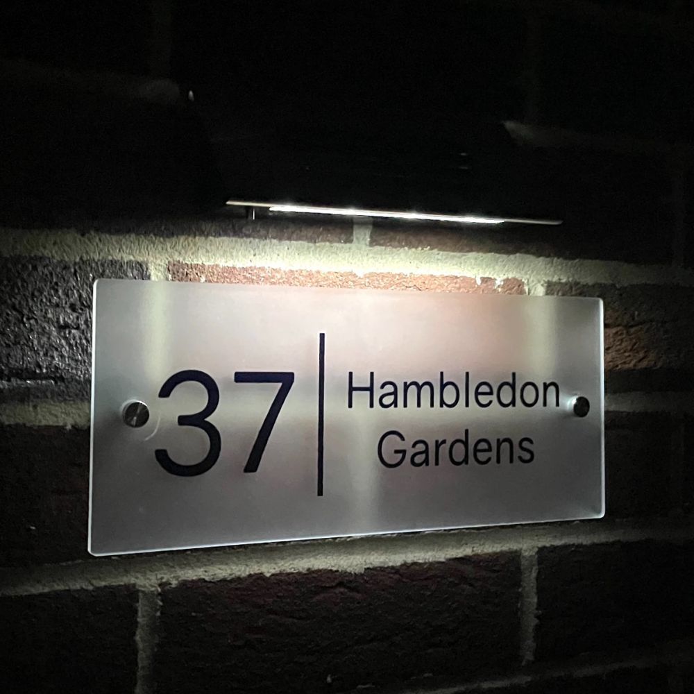 Personalised Premium Rectangular Frosted Effect Door Sign with Solar Light - SPL33#