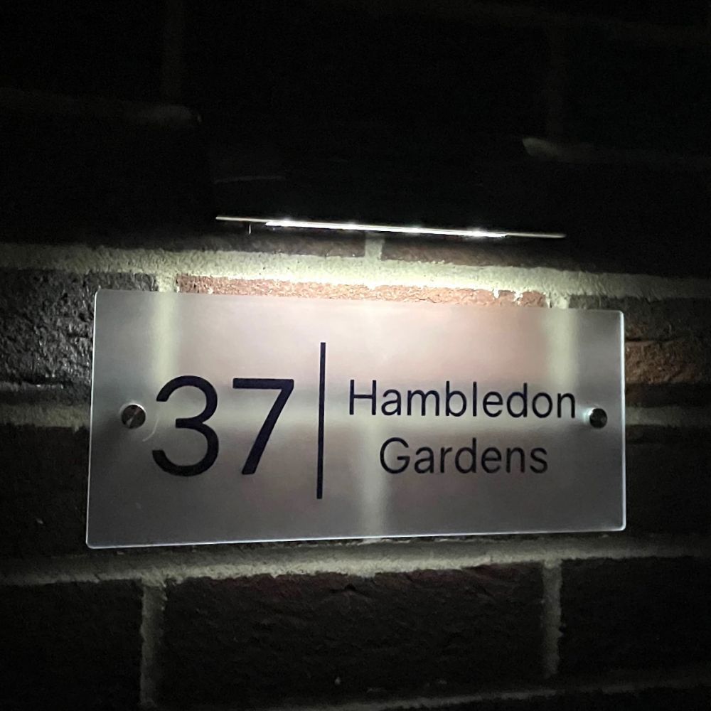 Personalised Premium Rectangular Frosted Effect Door Sign with Solar Light - SPL33#