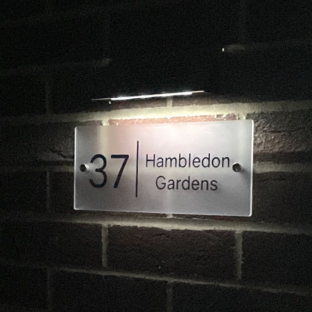 Personalised Premium Rectangular Frosted Effect Door Sign with Solar Light - SPL33#