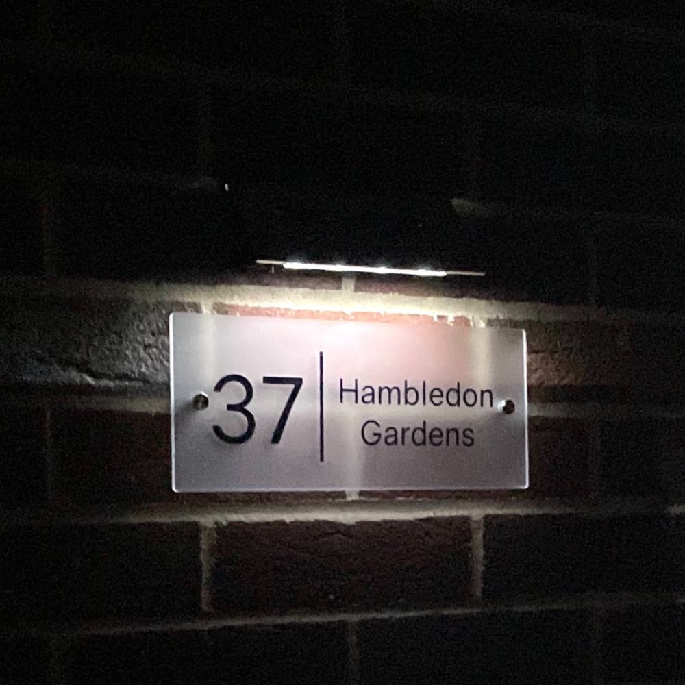 Personalised Premium Rectangular Frosted Effect Door Sign with Solar Light - SPL33#