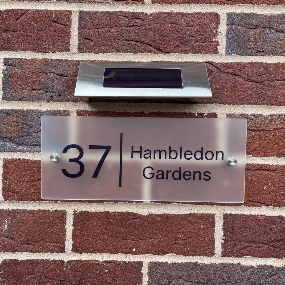 Personalised Premium Rectangular Frosted Effect Door Sign with Solar Light - SPL33#