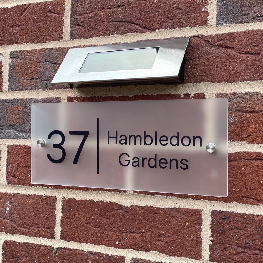 Personalised Premium Rectangular Frosted Effect Door Sign with Solar Light - SPL33#