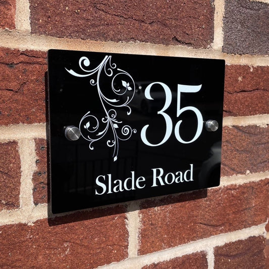 Personalised Rectangular Acrylic Door Sign - (Floral _Pattern _Top)