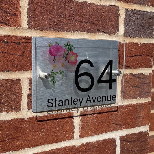 Personalised Acrylic Metal Door Sign - DP_Flowers_C210