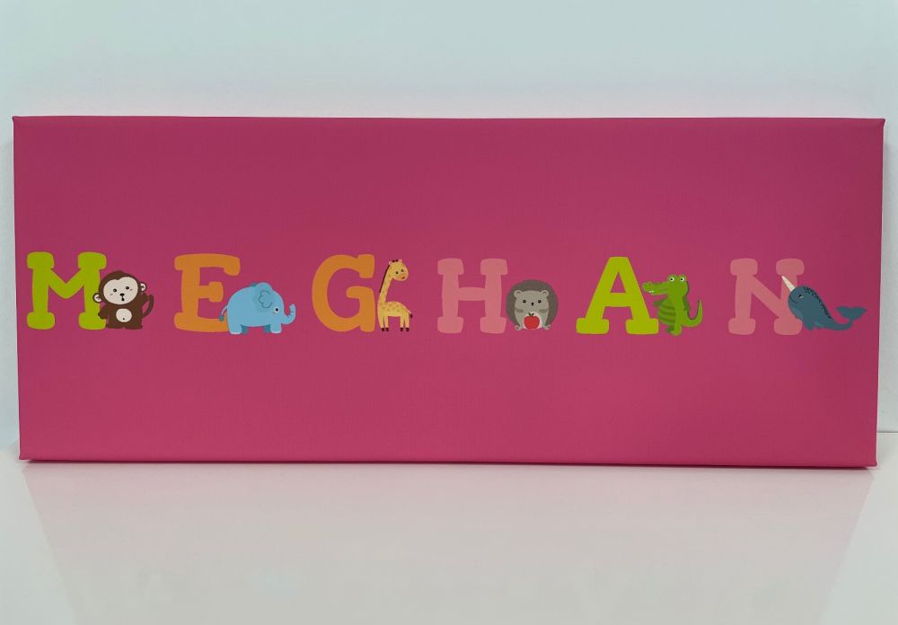 Kids Personalised Letter Name Canvas - Pink