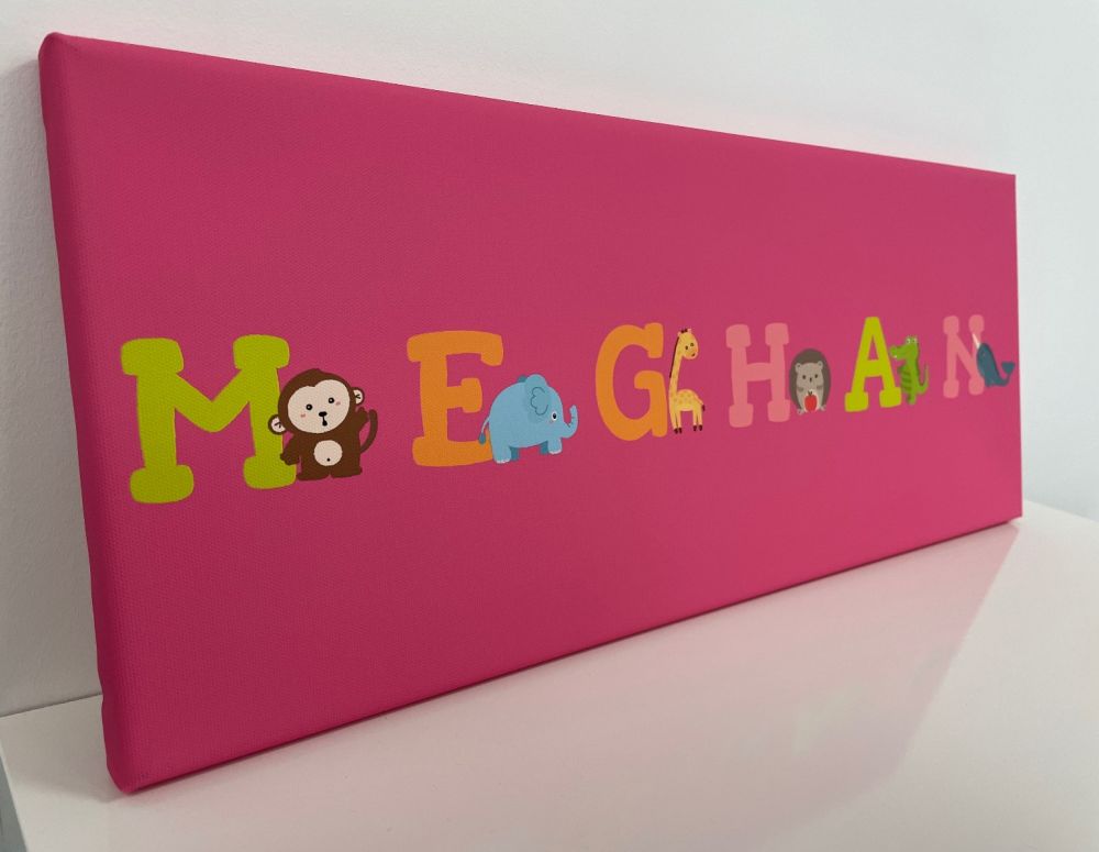 Kids Personalised Letter Name Canvas - Pink