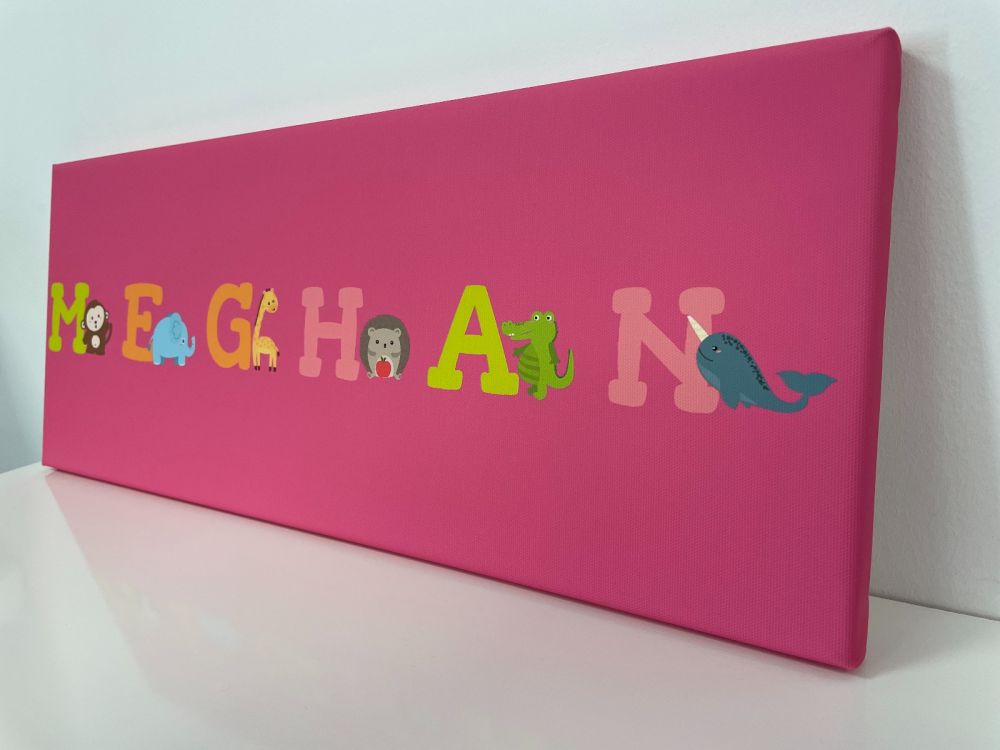 Kids Personalised Letter Name Canvas - Pink