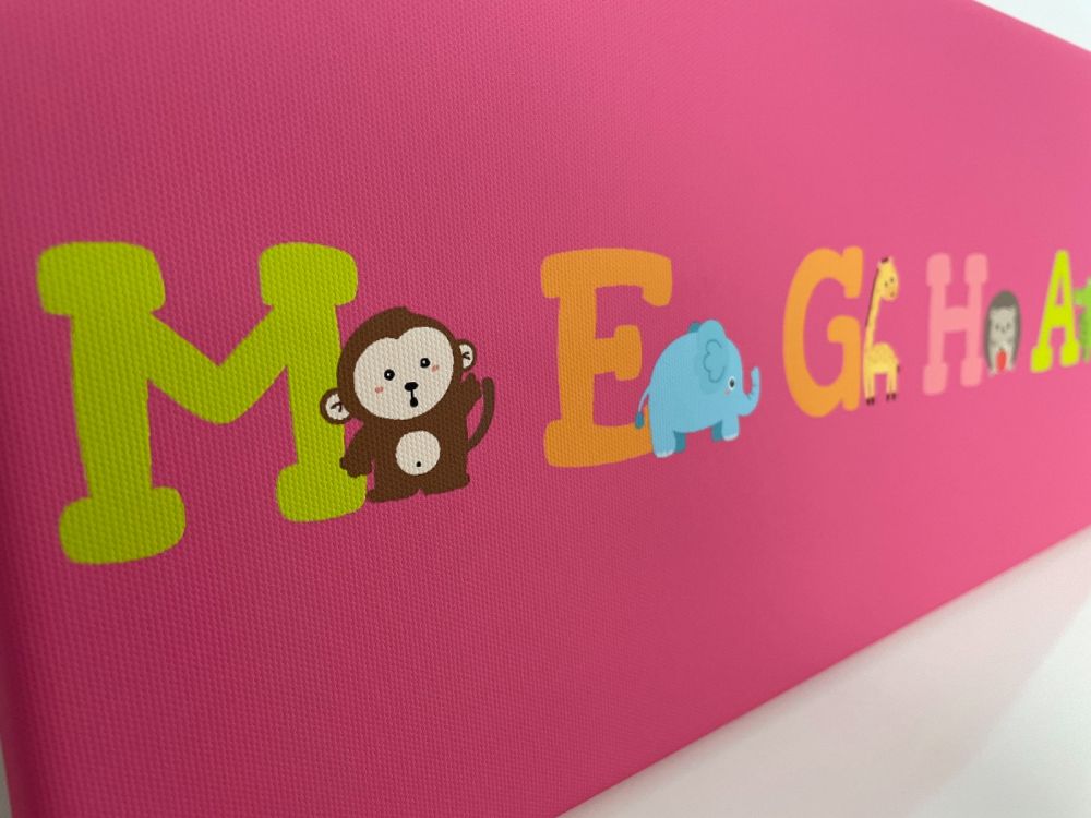 Kids Personalised Letter Name Canvas - Pink