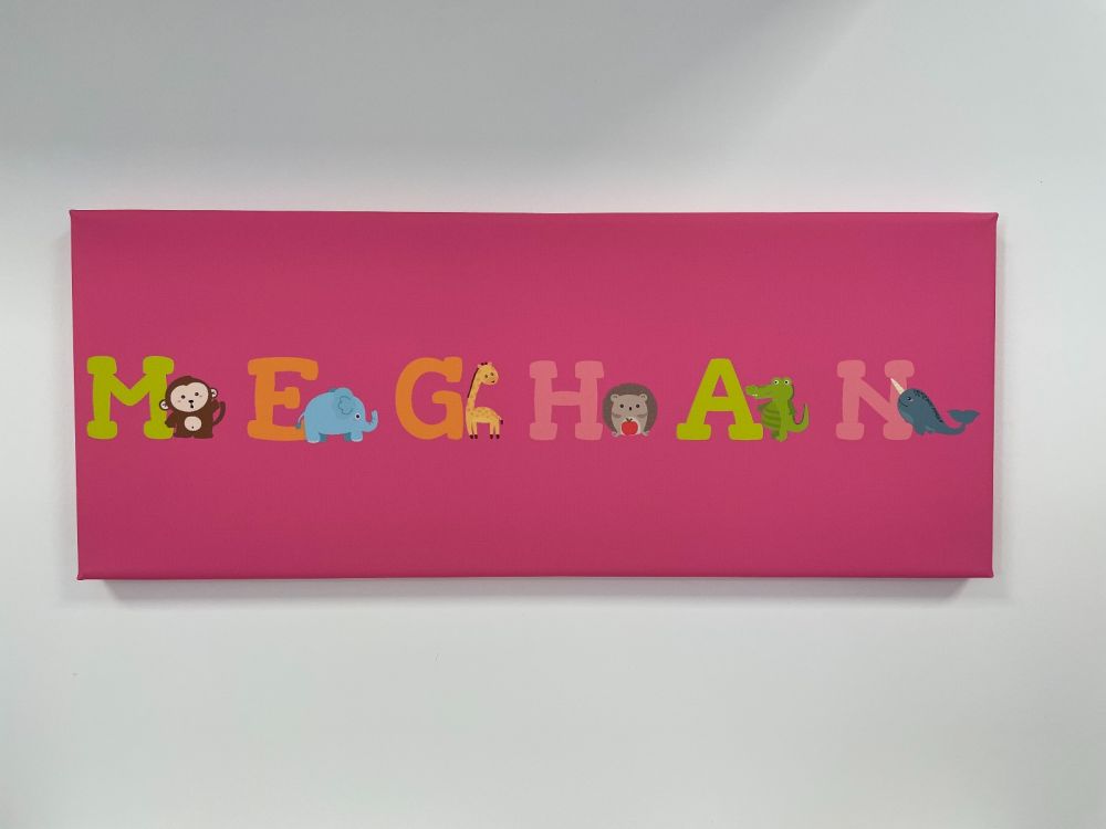 Kids Personalised Letter Name Canvas - Pink