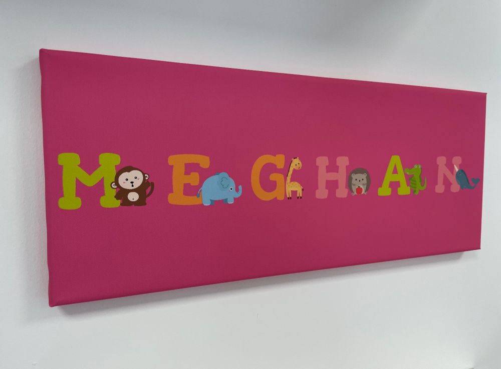 Kids Personalised Letter Name Canvas - Pink