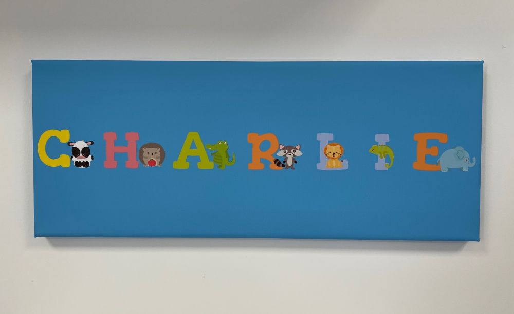 Kids Personalised Letter Name Canvas - Blue
