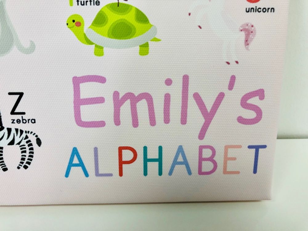 Kids Personalised Alphabet Chart Name Canvas - 16x10 inch