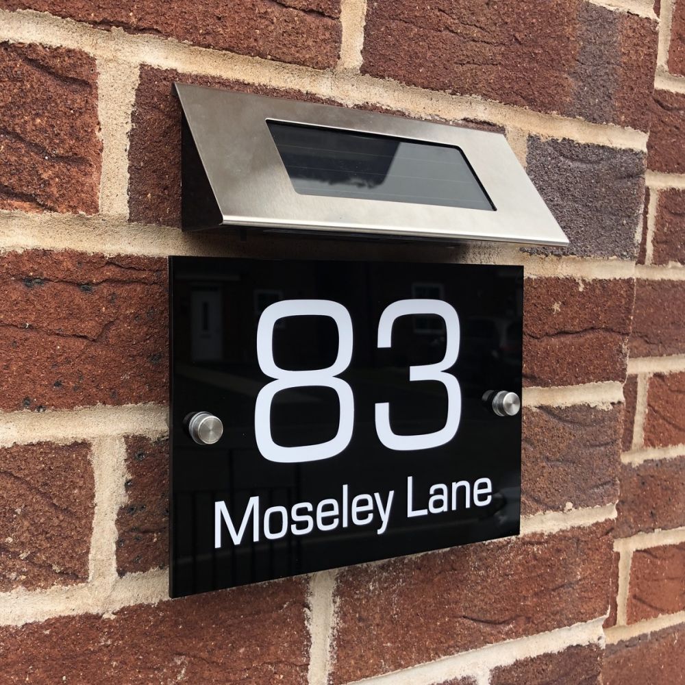 Personalised Acrylic Door Sign - Rectangle Shape (L1) with Solar Light