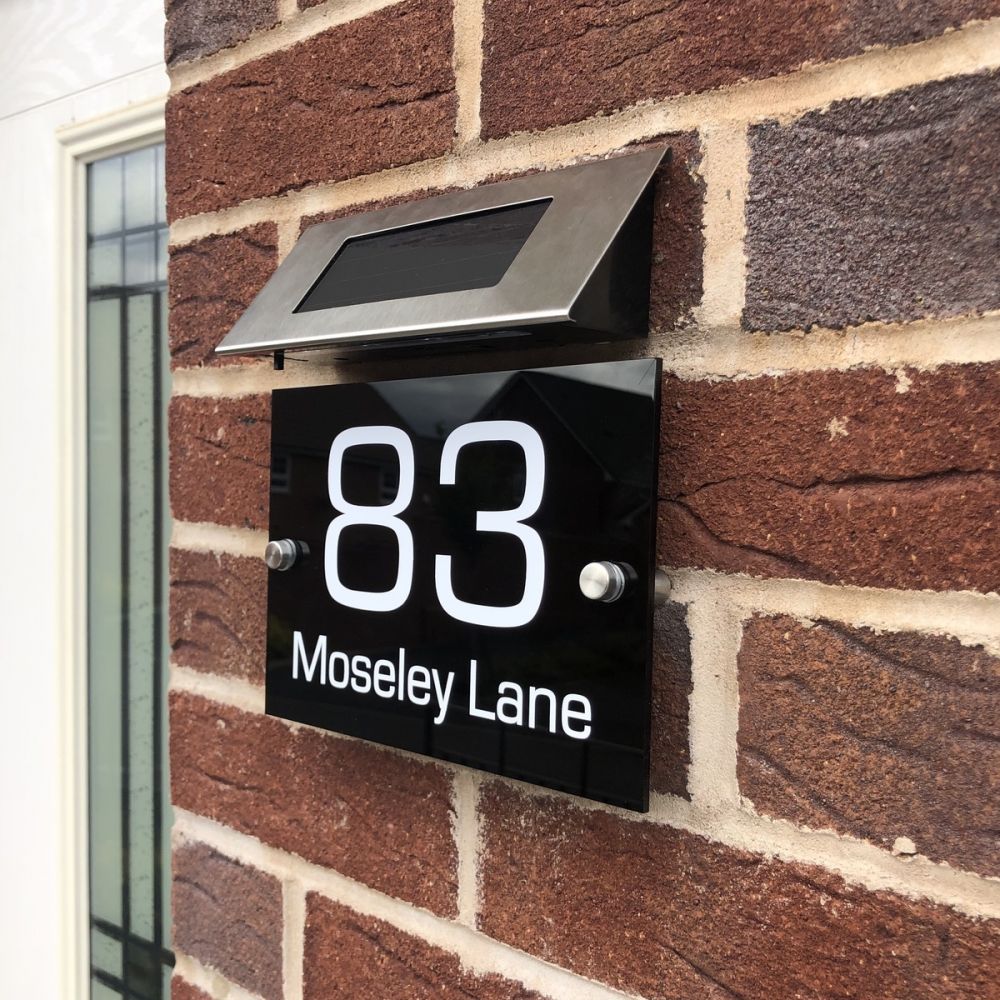 Personalised Acrylic Door Sign - Rectangle Shape (L1) with Solar Light