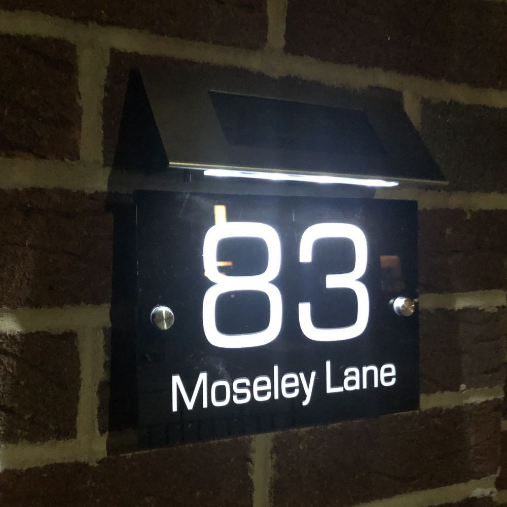 Personalised Acrylic Door Sign - Rectangle Shape (L1) with Solar Light
