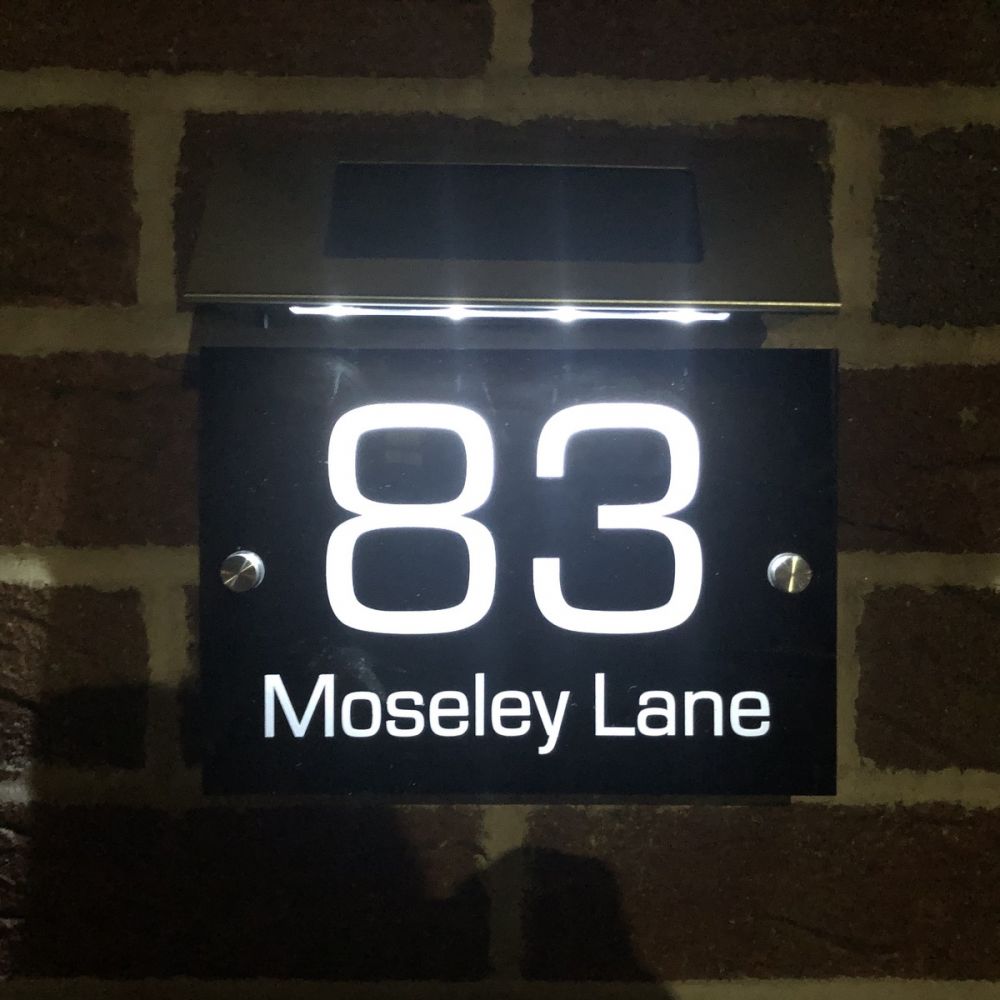Personalised Acrylic Door Sign - Rectangle Shape (L1) with Solar Light