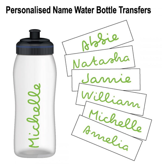 Personalised Name Water Bottle Sticker Transfer (3 Pack) - Light Green
