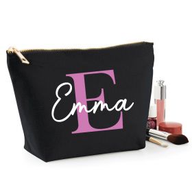 Personalised Name Black Make Up Bag - Purple (ITL#)