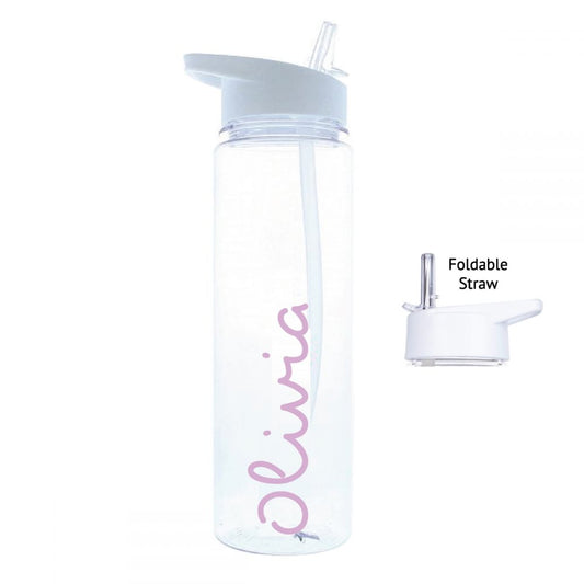 Personalised Name White Water Bottle (020) - Lilac