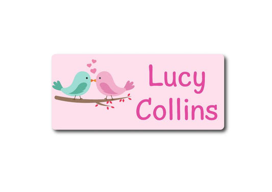 Love Birds Rectangle Name Label