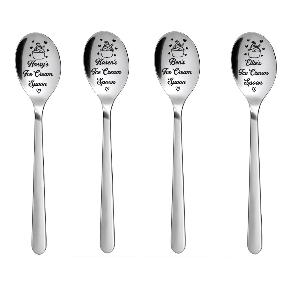 Personalised Stainless Steel Teaspoon - Name Ice Cream