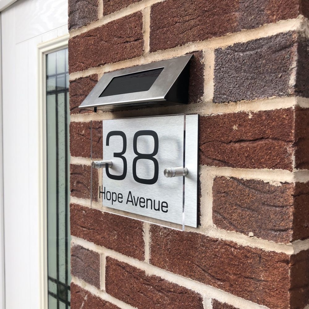 Personalised Acrylic Metal Door Sign with Solar Light