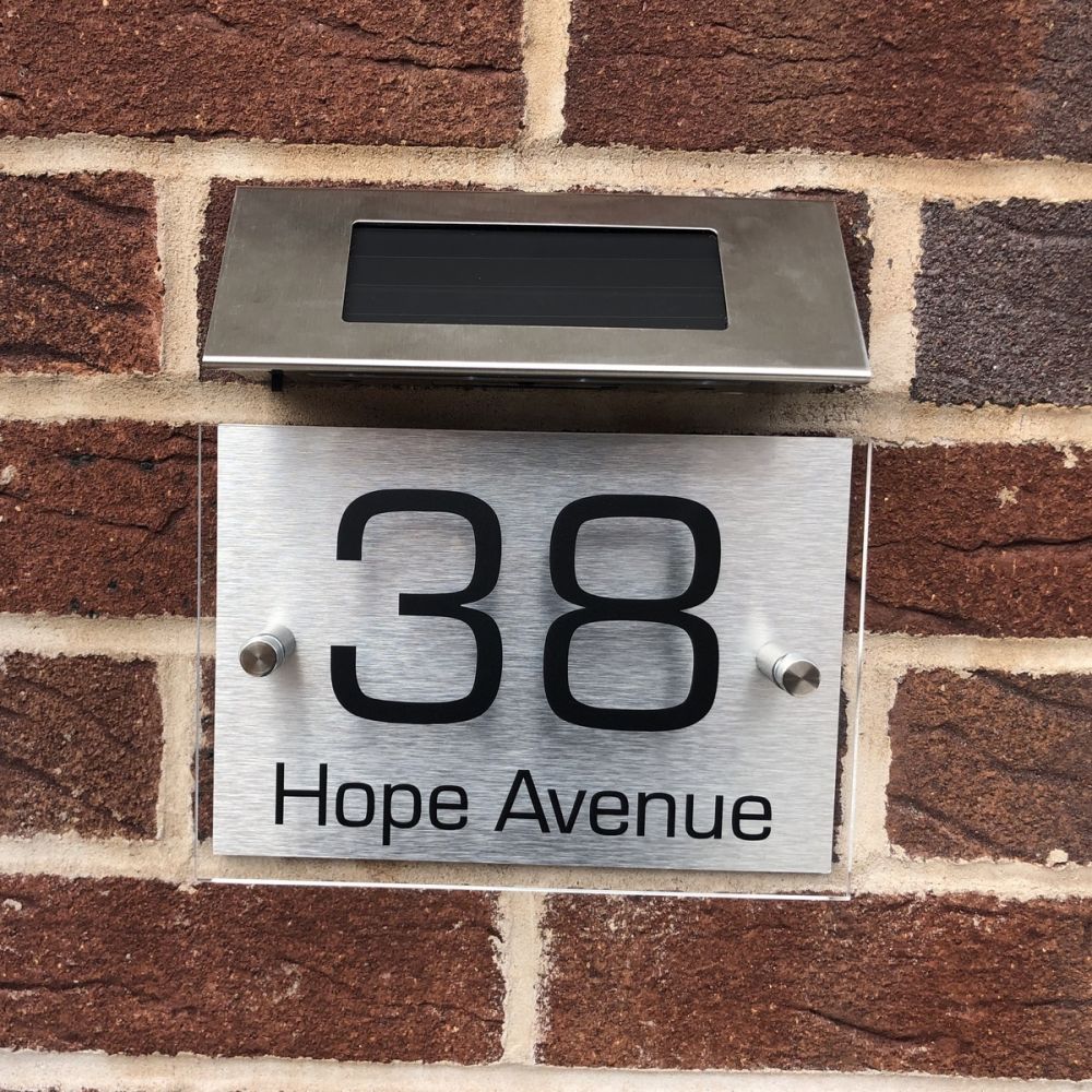 Personalised Acrylic Metal Door Sign with Solar Light