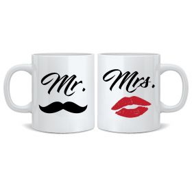 Mr & Mrs (Moustache & Lips) Mugs