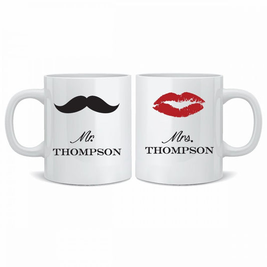 Personalised Wedding Mr & Mrs Mugs - MST/LIPS