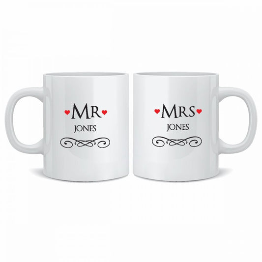 Personalised Wedding Mr & Mrs Mugs - TWO_HEART_R90