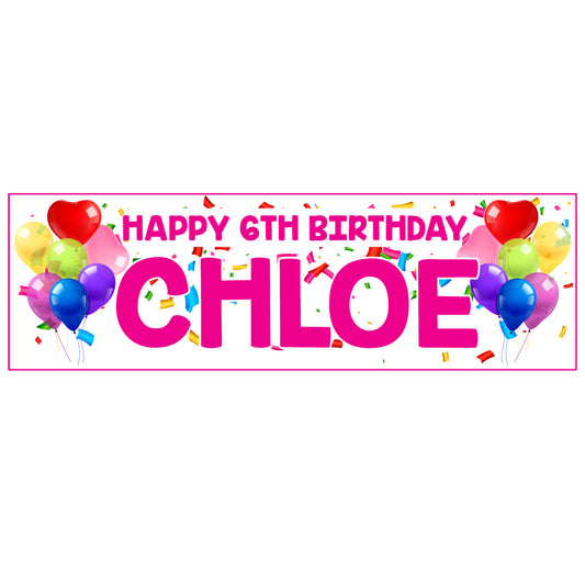 Personalised Birthday Banner Celebrations - Pink